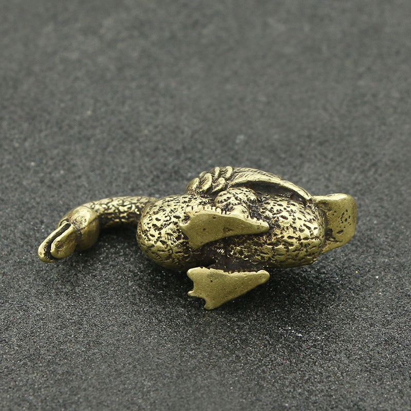 Antique Brass Duck Tea Ornament – Pure Copper Chinese-Style Home Decoration