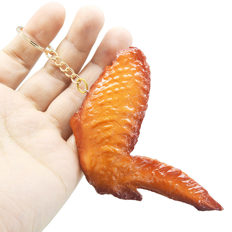Chicken Leg Model & French Fries Keychain – Cute PVC Food-Themed Accessories
