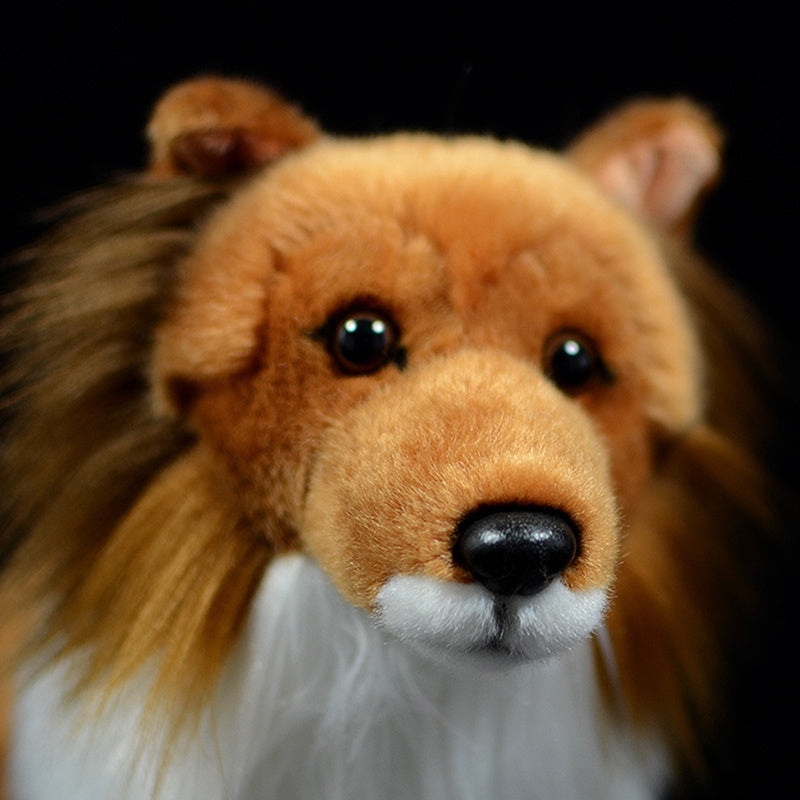 Simulation Dog Doll, Cute Collie Model Plush Figurine (26cm Realistic Puppy Doll)