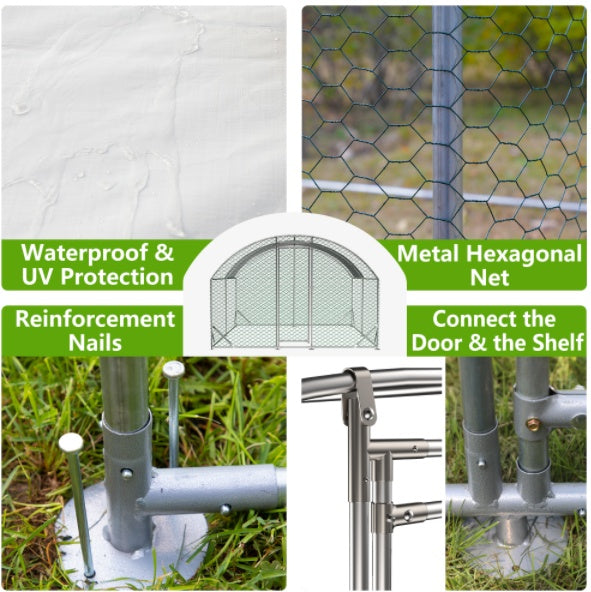 10×13 ft Dome Metal Chicken Coop – Heavy-Duty Outdoor Enclosure with Waterproof Tarp