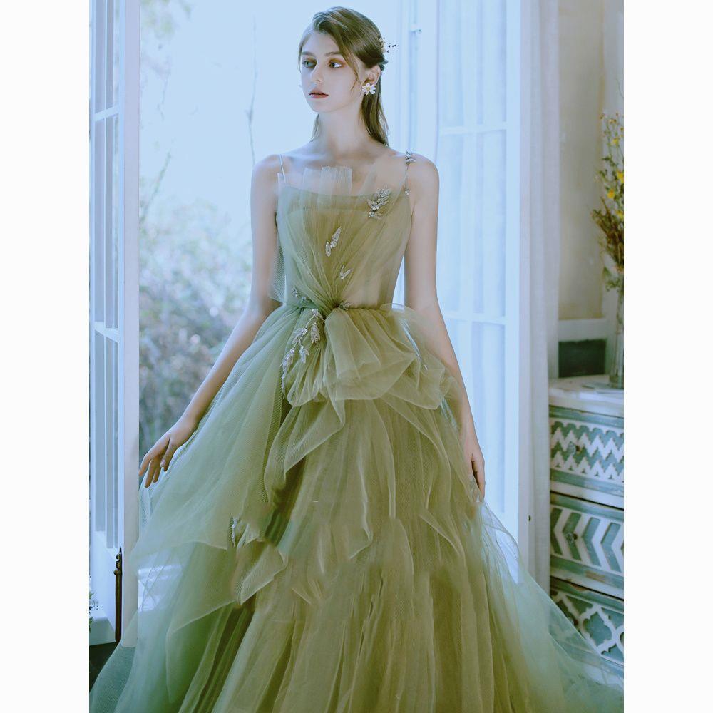 Avocado Green Sleeveless Long Dress Effortless Elegance