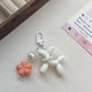 Pearl Balloon Dog Flower Keychain, Colorful Resin & Plastic Pendant