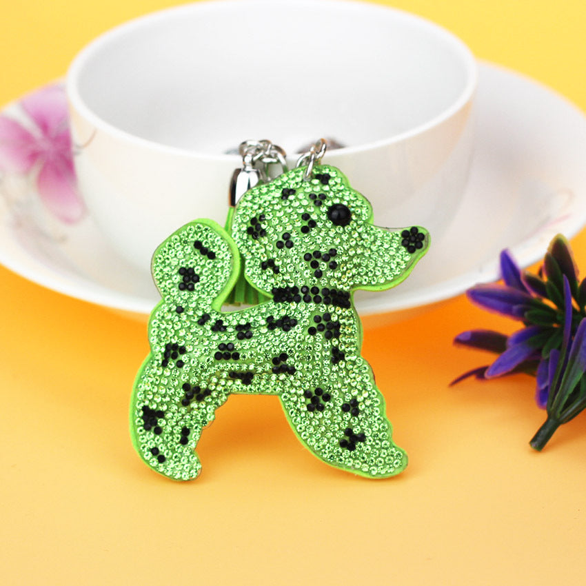 Women’s Fashion Flannel Tassel Two-Tone Dog Keychain