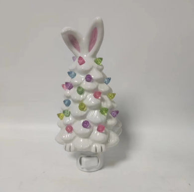 Easter Bunny Ceramic Tree Decorations, Glowing Spring Bunny Ornaments