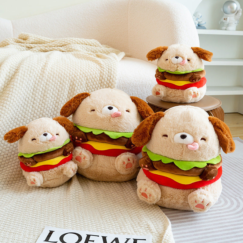 Fast Food Fun: Creative Hot Dog & Hamburger Dog Plush Doll/Pillow (Cotton, $\mathbf{23}$–$\mathbf{40\text{cm}}$).