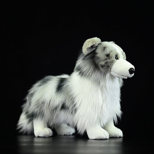 Border Collie Simulation Plush Toy, Realistic Soft Dog Doll with PP Cotton Filling