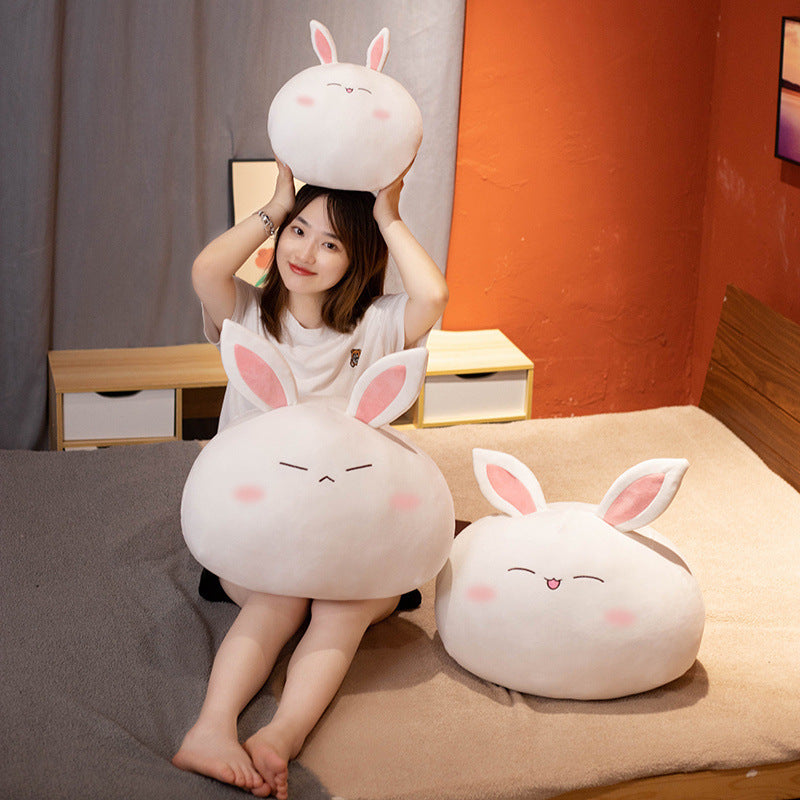 New Soft Cute Bunny Doll Pillow, Short Plush Stuffed Rabbit Cushion (30–50cm, 3 Expressions)