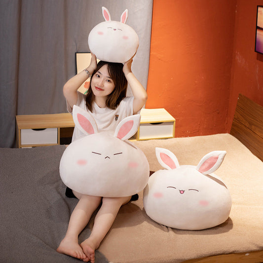 New Soft Cute Bunny Doll Pillow, Short Plush Stuffed Rabbit Cushion (30–50cm, 3 Expressions)