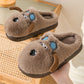 Cute Cartoon Dog Plush Slippers, Winter Couple Indoor Warm Non-slip Home Shoes