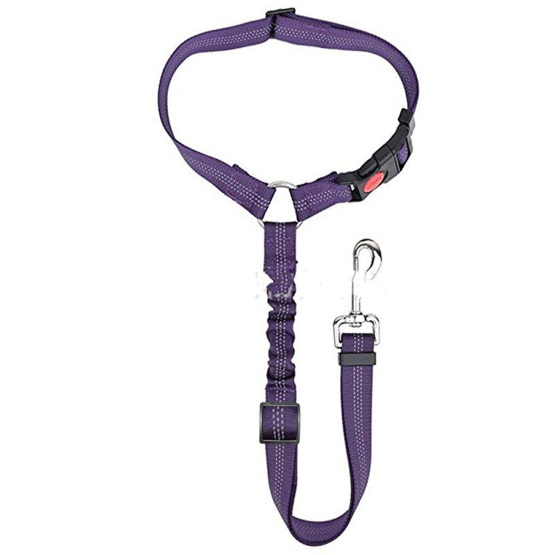 Pet Car Harness Elastic Reflective Strap, Adjustable Nylon Dog Seatbelt Leash
