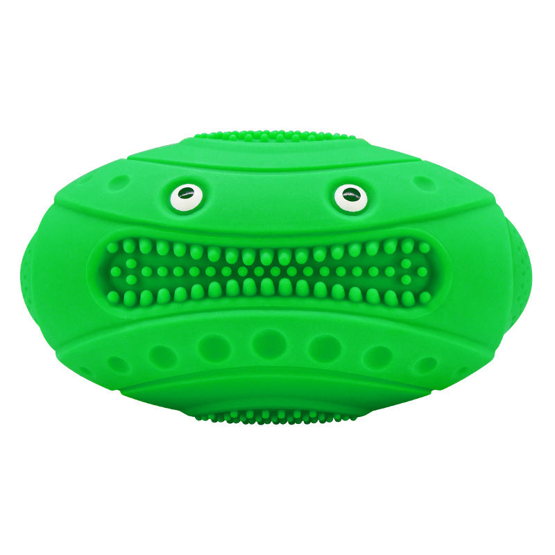 Water Fun: Creative Frog Rugby Floating Dog Toy with Squeaker (Durable Rubber).