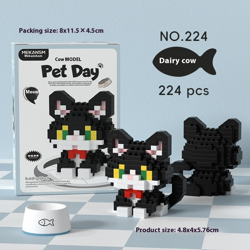 Cute Pet Cat and Dog Assembled Ornaments, DIY Particle Model Collectibles