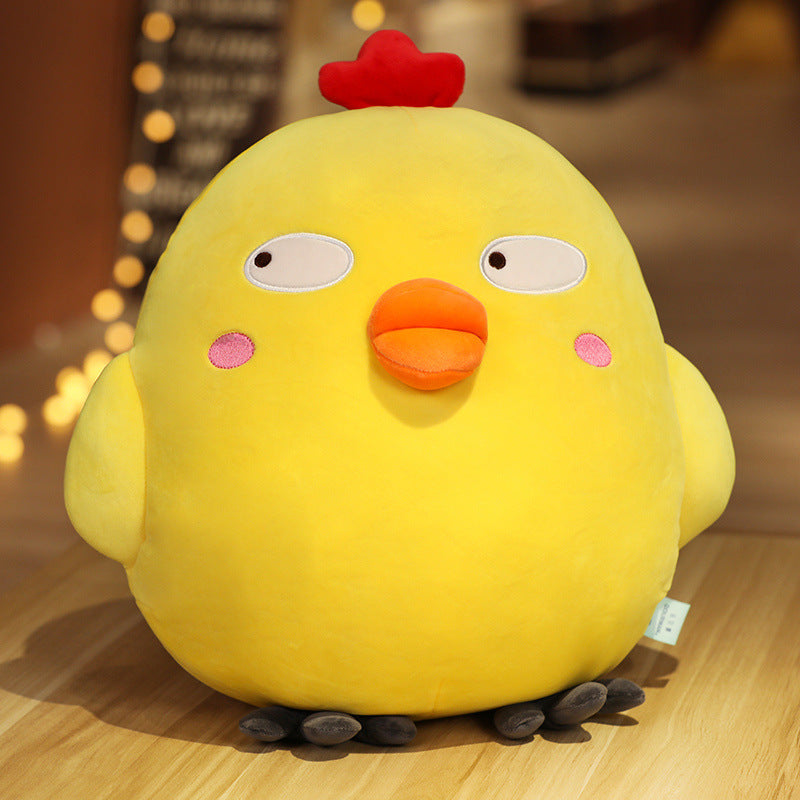 Cute Funny Expression Little Yellow Chicken Doll – Cartoon Plush Cushion & Pillow