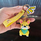 Cartoon French Fighting Dog Car Keychain, Silicone & Metal Pendant for Bags & Keys