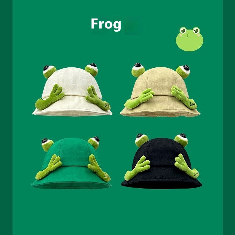 Seasonal Style: Cute Cartoon Fisherman Hat with Frog and Monster Designs (Tie-Dyed).