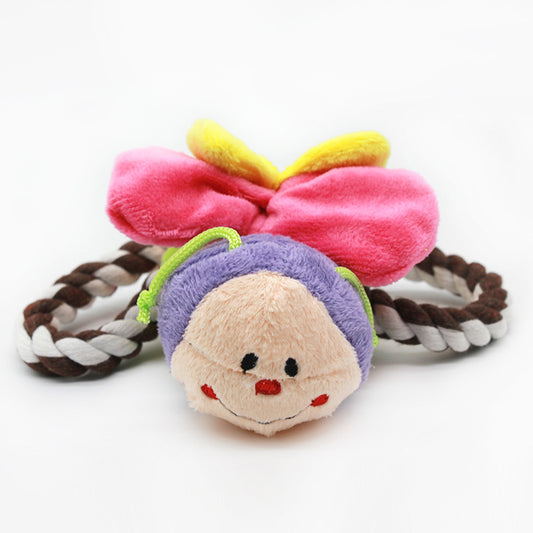 Plush Insect Beetle Pet Toy, Sound Dog Toy with Cotton Rope (Ladybug, Ant, Butterfly)