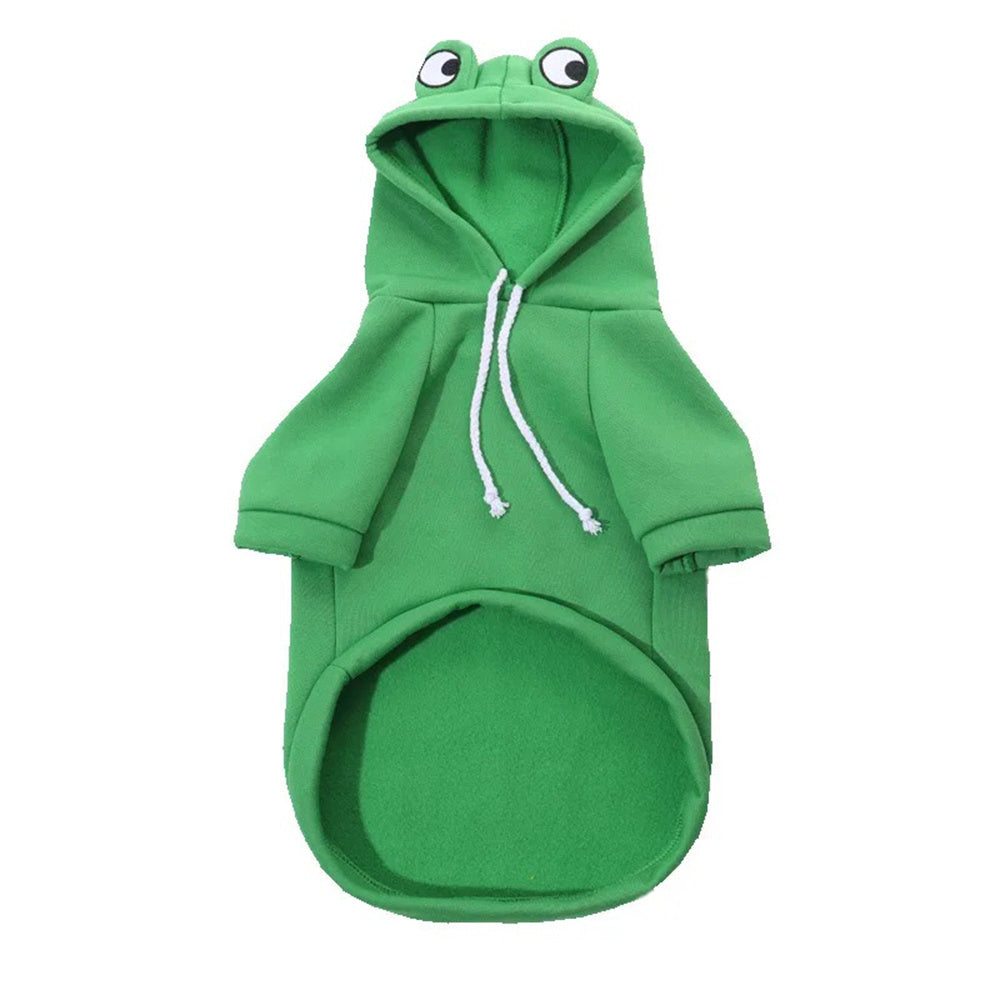 Hilarious Halloween: Soft Warm Frog Cosplay Pet Hoodie for Small Dogs and Cats.