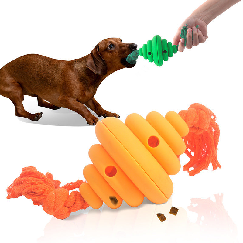 $\mathbf{3}$-in-$\mathbf{1}$ Fun: Interactive Dog Ball with Rope Toy (Food Dispenser, Tug, $\mathbf{17\text{kg}}$ Pull Strength).