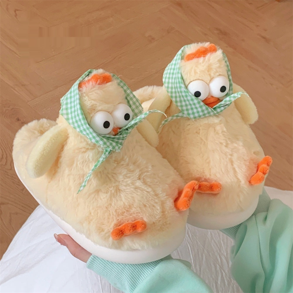 Cozy Steps: Cute Duck Paw Full Pack Indoor Cotton Slippers (Warm & Non-Slip).