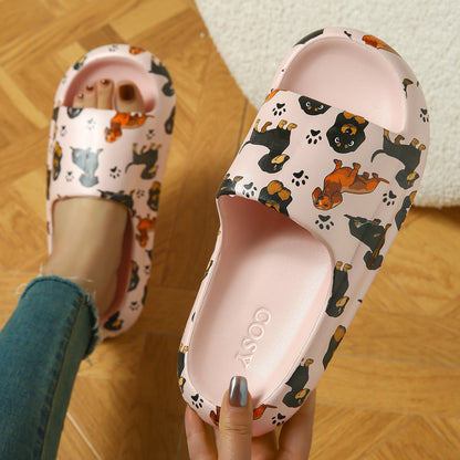 Women’s Sausage Dog Thick-Soled Home Slippers, Cute Cartoon EVA Flip-Flops