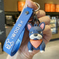 Cartoon French Fighting Dog Car Keychain, Silicone & Metal Pendant for Bags & Keys