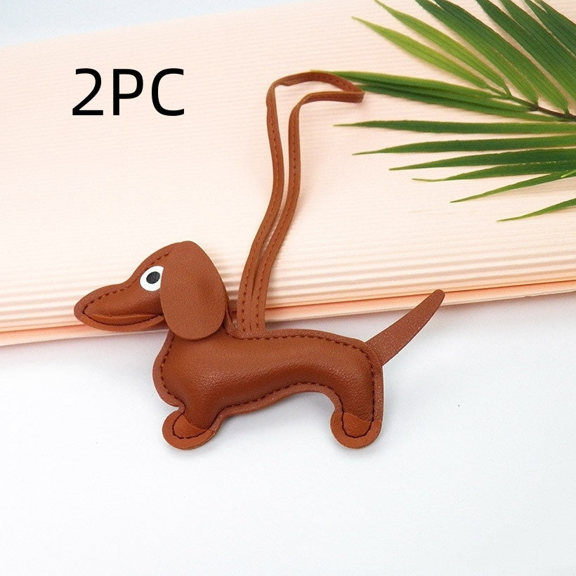 Sausage Dog Style Carrying Strap Bag Ornament, Fashion Commuting Leather Charm