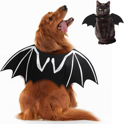Halloween Luminous Skeleton Bat Wings Costume for Dogs & Cats, Adjustable Cosplay Outfit (S–L)