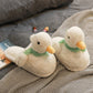 Cozy Charm: Scarf Duck Cute Cartoon Cotton Slippers for Women (Artificial Wool Lined).