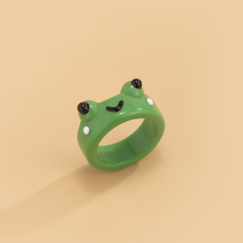 Unconventional Charm: Cute Simple Lonely Frog Ring (Minimalist Style).