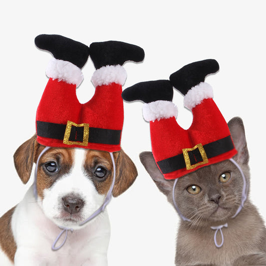 Christmas Pet Fleece Hat, Cute Holiday Costume Headband for Small Dogs & Cats