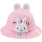 Cute Cartoon Bunny Cotton Wide-Brimmed Pot Hat, Soft Dome Cap for Kids