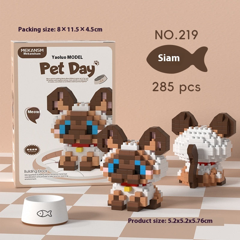 Cute Pet Cat and Dog Assembled Ornaments, DIY Particle Model Collectibles