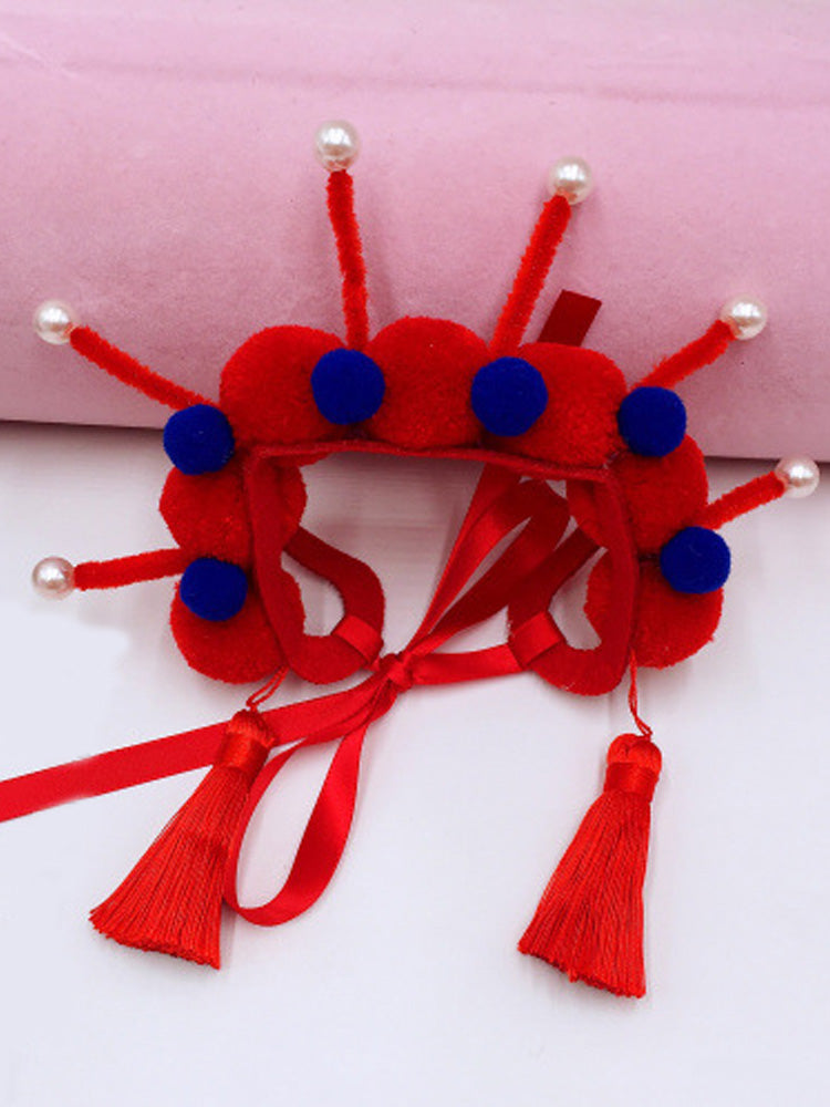 Funny Photo Headgear for Dogs, Concave Shape Pet Hat in Chinese-Style Design