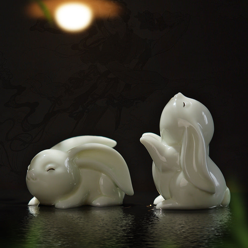 Mascot Creative Ceramic Bunny Ornaments, Lucky & Moon Rabbit Figurines