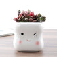 White Ceramic Animal Ornament with Tray, Dog, Cat & Hippo Decorative Planter (Small)