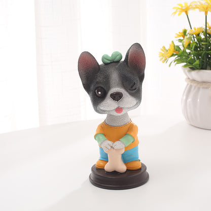 Creative Shaking Head Dog Car Ornament, Resin Dashboard & Desktop Decoration