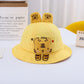 Cute Cartoon Bunny Cotton Wide-Brimmed Pot Hat, Soft Dome Cap for Kids