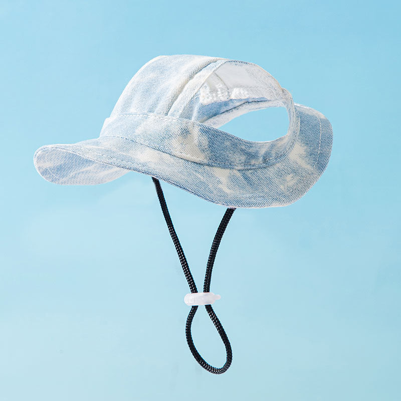 Adjustable Pet Sun Hat with Ear Holes, Tie-Dye Cap for Small & Medium Dogs & Cats