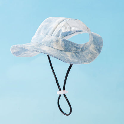Adjustable Pet Sun Hat with Ear Holes, Tie-Dye Cap for Small & Medium Dogs & Cats