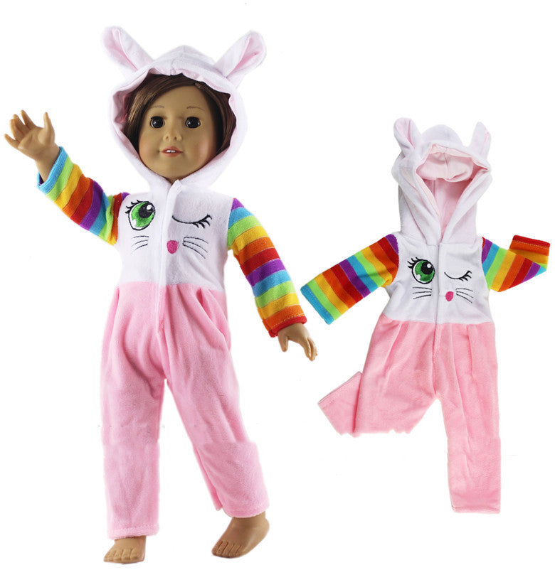 Girl Doll Casual Clothes, Bunny Ears Onesie for 45cm Dolls