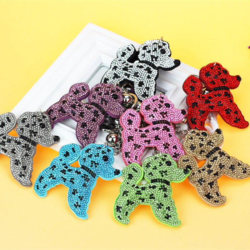 Women’s Fashion Flannel Tassel Two-Tone Dog Keychain