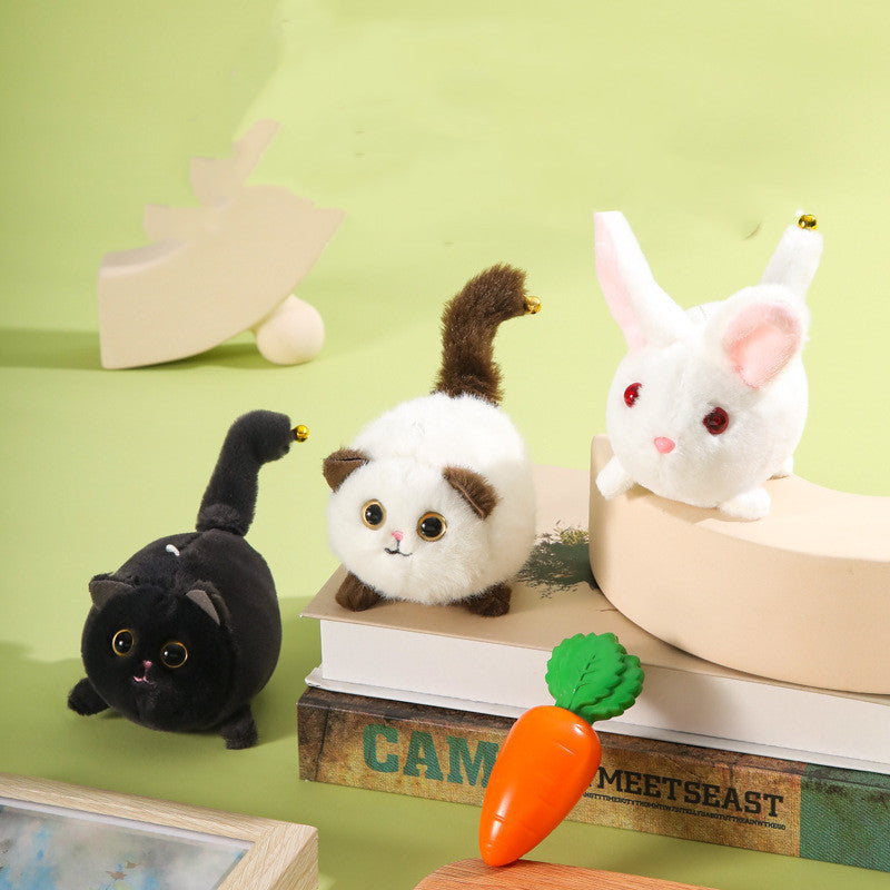 Wagging Wonders: Plush Drawstring Toys (Tail-Shaking Cat & Little Bunny).