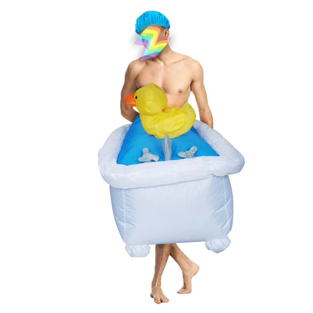 Quirky Fun: Dance Party Funny Bathtub Duck Inflatable Costume (Adult, Average Size).
