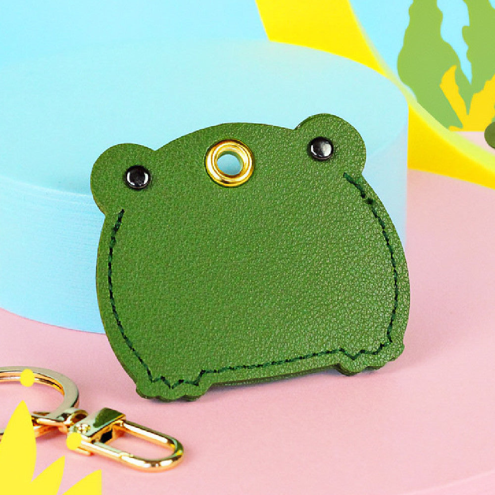 Frog Access Card Set Keychain – Cute PU Leather Frog Key Holder (5.3 × 6 cm)