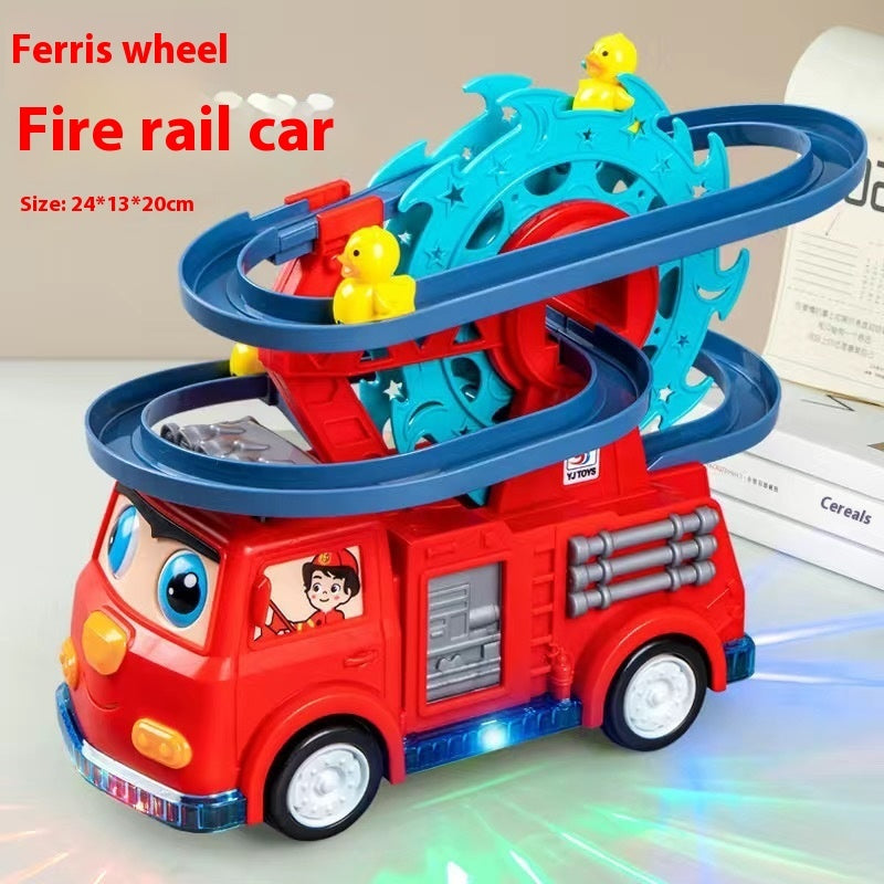 Children’s Little Duck Educational Electric Fire Truck Toy – Interactive Ferris Wheel Duck Vehicle