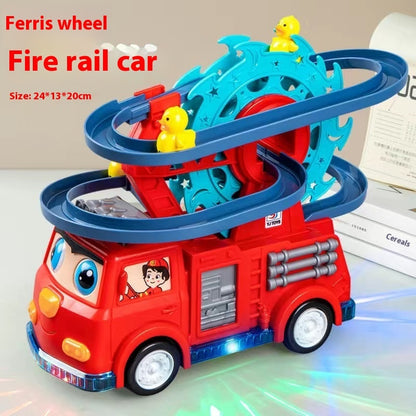 Children’s Little Duck Educational Electric Fire Truck Toy – Interactive Ferris Wheel Duck Vehicle