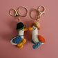 Cozy Companion: Hand-Woven Forward Duck Little Doll Keychain (Wool, Cartoon Style).