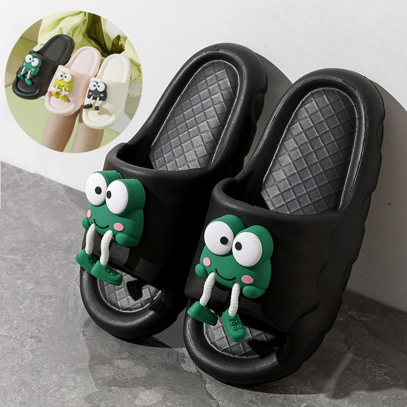 Summer Fun: New Cartoon Frog EVA Non-slip Slippers for Indoor and Bathing (Couple Slippers).