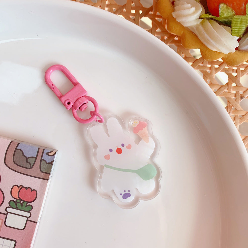 Cute Japanese Bunny & Bear Bag Jewelry Keychain, Acrylic Pendant Charm (GJ137)
