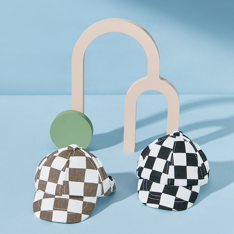 Pomeranian Baseball Cap, Plaid Cotton Outdoor Hat for Small & Medium Dogs